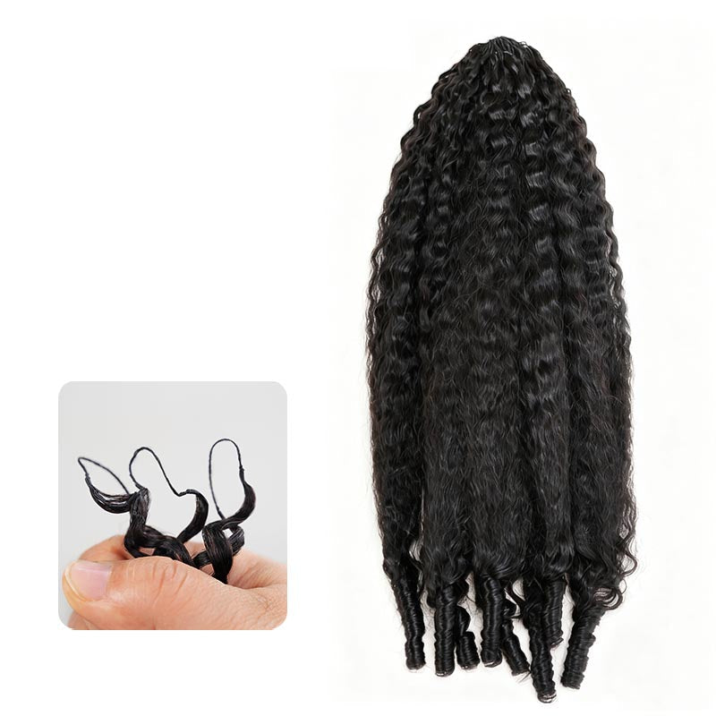 QVR Deep Wave Feather Crochet Human Hair with Sprial Ends Machine Made Crochet Weave Hair Extensions
