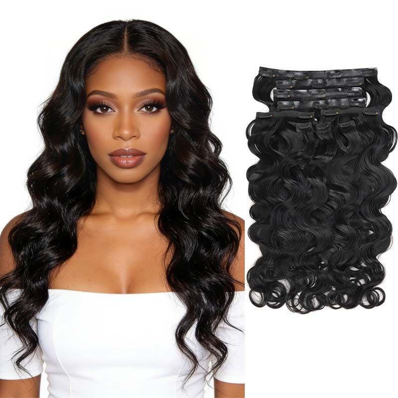 QVR Burmese Curly PU Clip In Hair Extensions 9PCS 5PCS Volumizer Human Hair