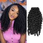 QVR Tight Curly PU Clip In Hair Extensions 9PCS 5PCS Volumizer Human Hair