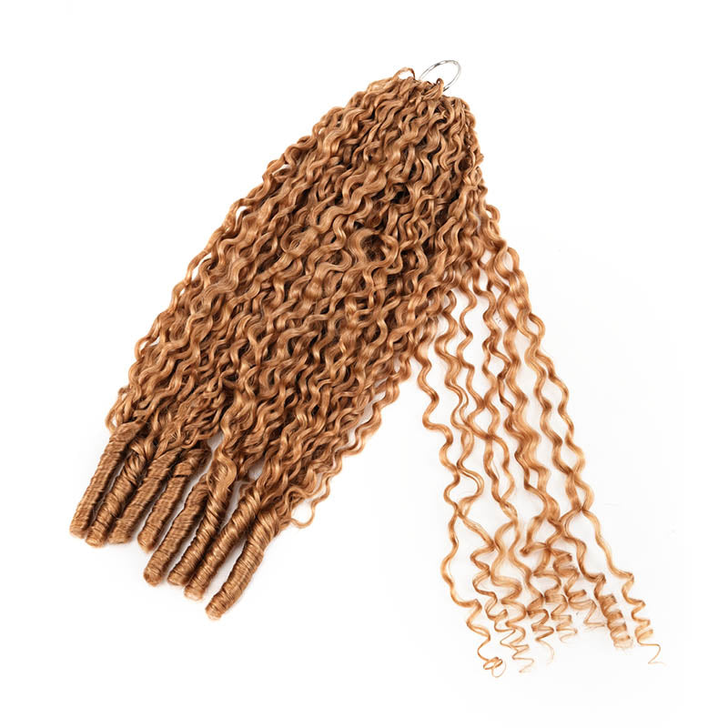 QVR Auburn Brown #30 Feather Crochet Human Hair Burmese Curly Crochet Weave Hair Extensions