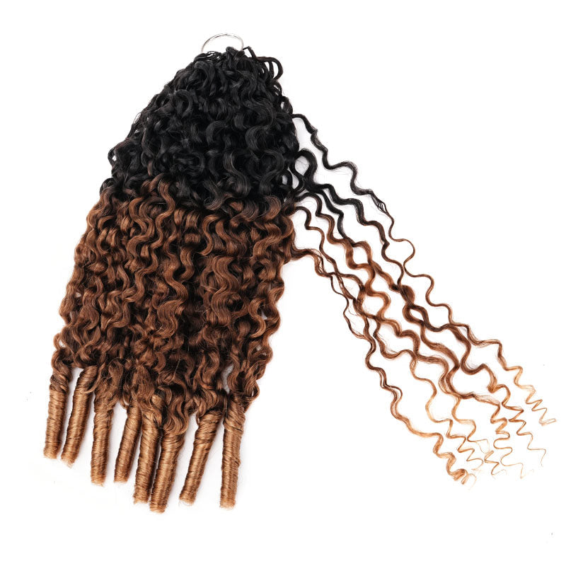 QVR Twist Curly Feather Crochet Human Hair Ombre #T1B/30/27 Miracle Knots Crochet Weave Hair Extensions