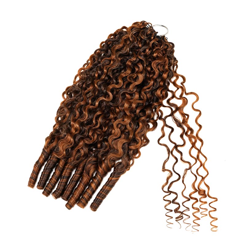 QVR Burmese Kinky Curly Feather Crochet Human Hair Highlight #P4/30 Miracle Knots Crochet Weave Hair Extensions