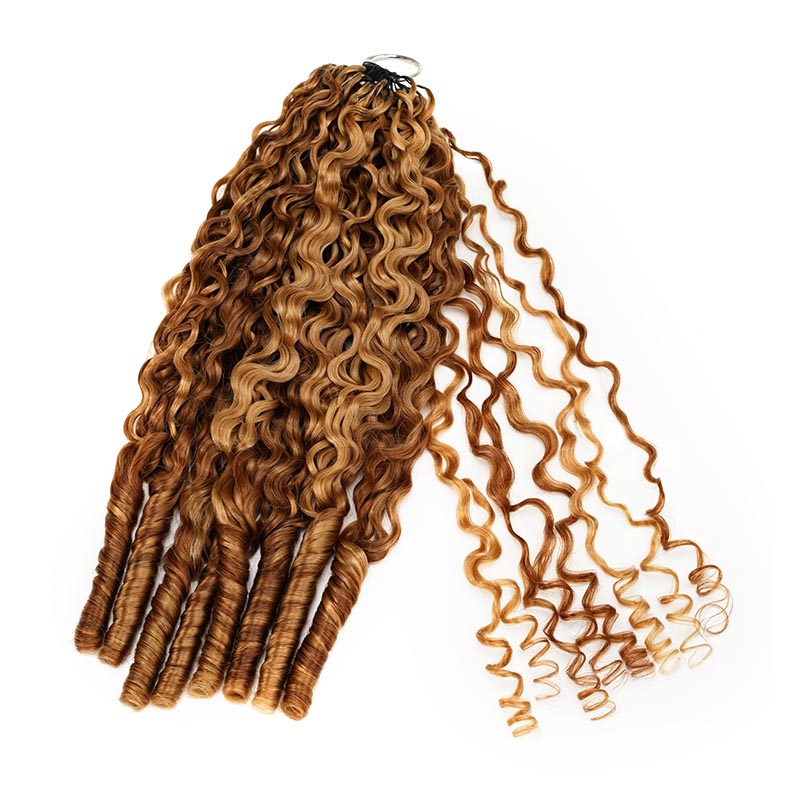 QVR Burmese Curly Feather Crochet Human Hair Highlight #P27/30 Miracle Knots Crochet Weave Hair Extensions