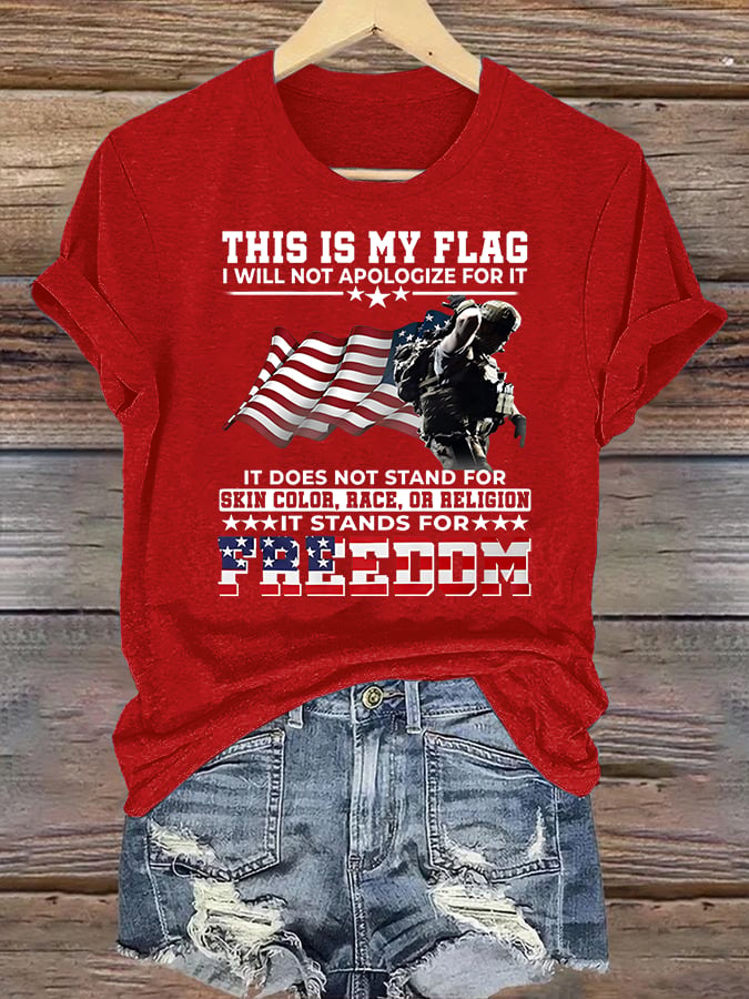 Women's  THIS IS MY FLAG Print T-Shirt