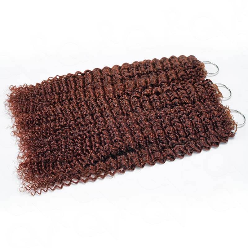 QVR Reddish Brown Crochet Weave Hair Extensions Machine Made #33B Feather Human Crochet Hair