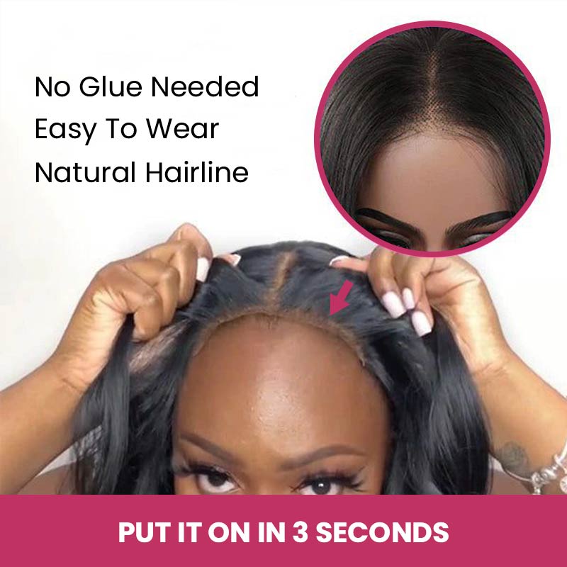 QVR Pre-cut 13x4 HD Lace Frontal Human Hair Wigs Straight Wear and Go Wig For Beginners