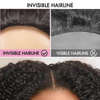 QVR Glueless Blonde Highlight Kinky Curly Half Wig 250% Density Human Hair Wig #1B/27 Wear Go Flip Over Wig