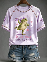 Women's Faith-Print Casual Crew-Neck Top