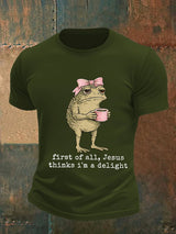 Men's First Of All Jesus Thinks I'm A Delight Shirt, Funny Christian Frog T-Shirt