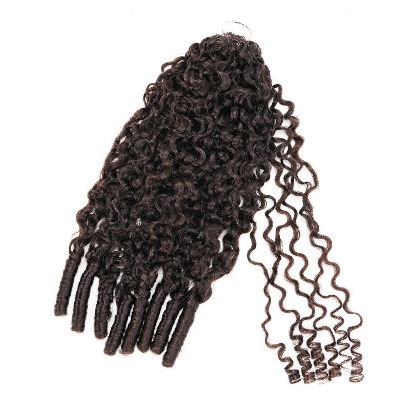 QVR Dark Brown #4 Crochet Hair Afro Kinky Curly Machine Made Feather Human Hair Extension