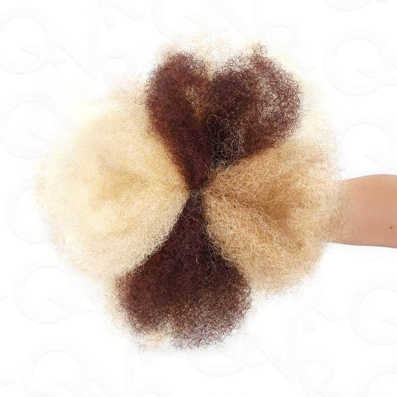 QVR 3 In 1 Afro Kinky Bulk Three Colors #32/16/613 Human Hair For Braiding Dreadlock Hair