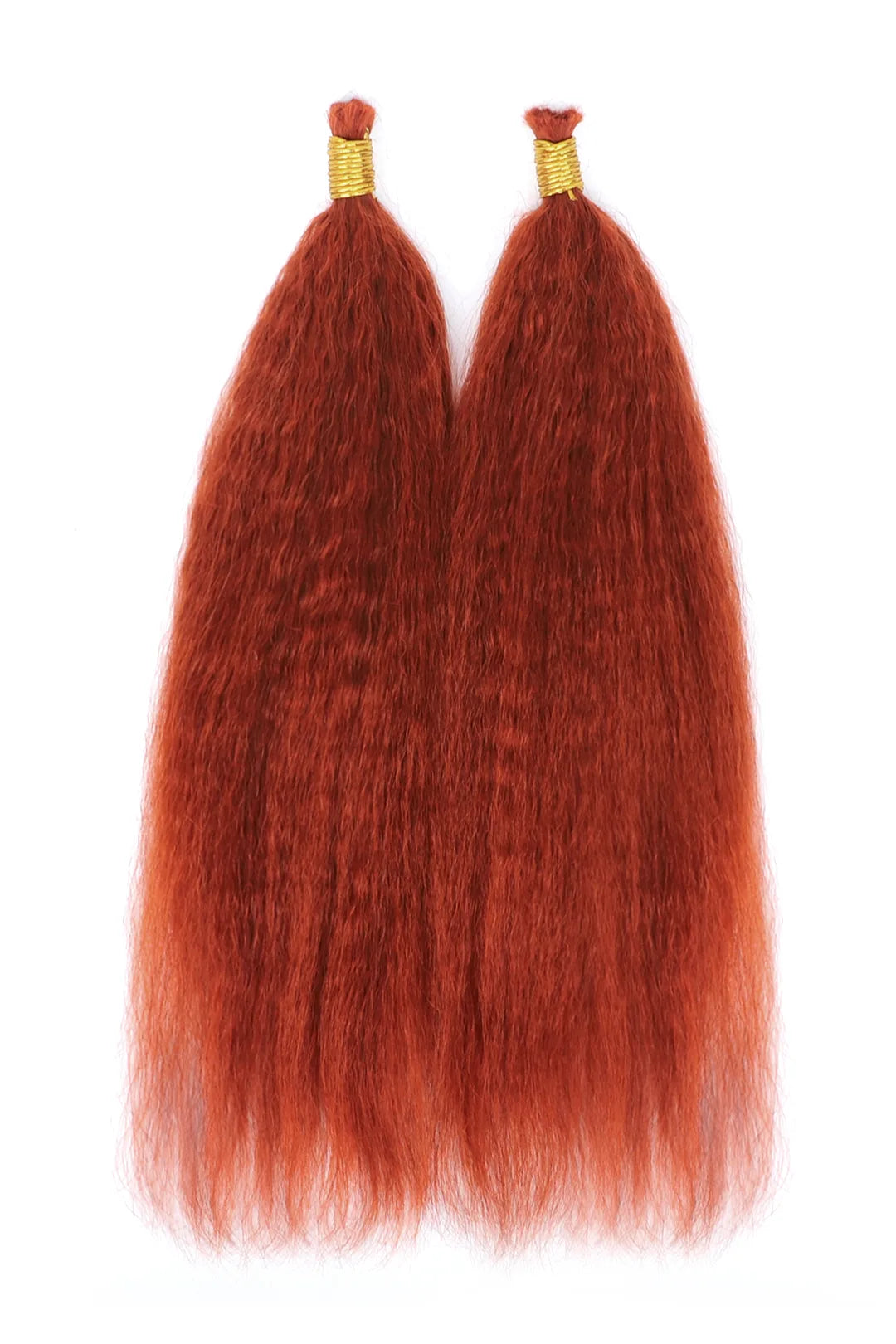 350# Ginger Kinky Straight Bulk Human Hair For Braiding BU17