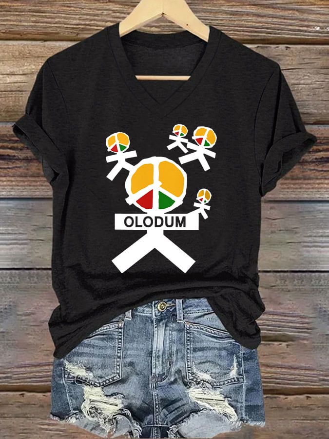 Women's Superstar Art Print V Neck T-shirt