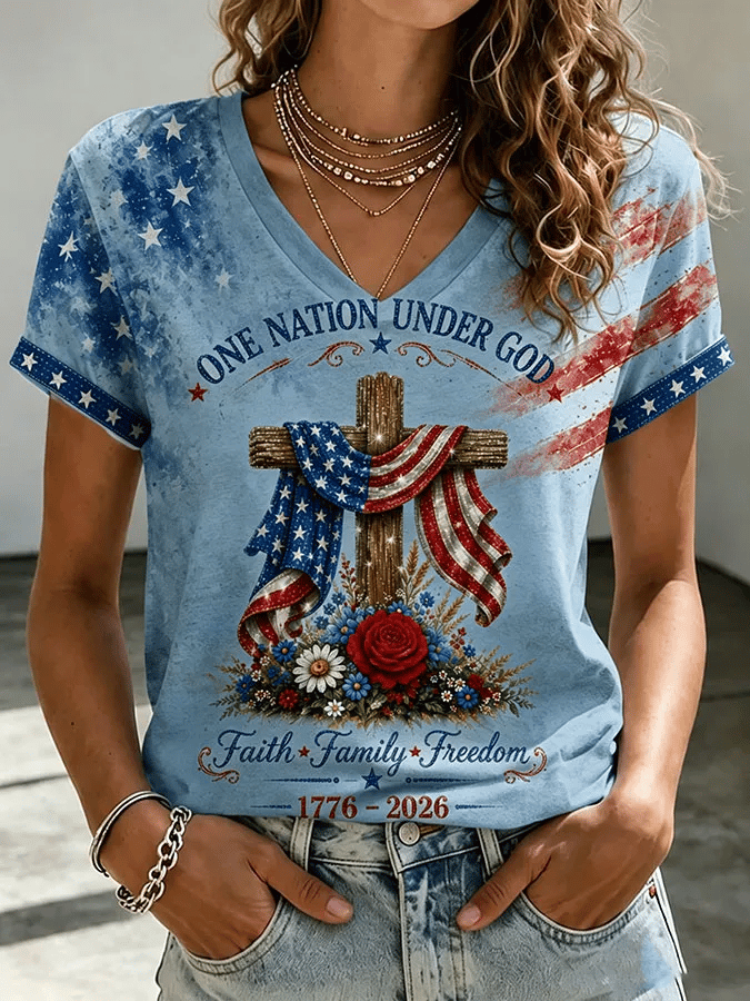 Women'S 250 YAERS OF FREEDOM Printed Casual T-Shirt