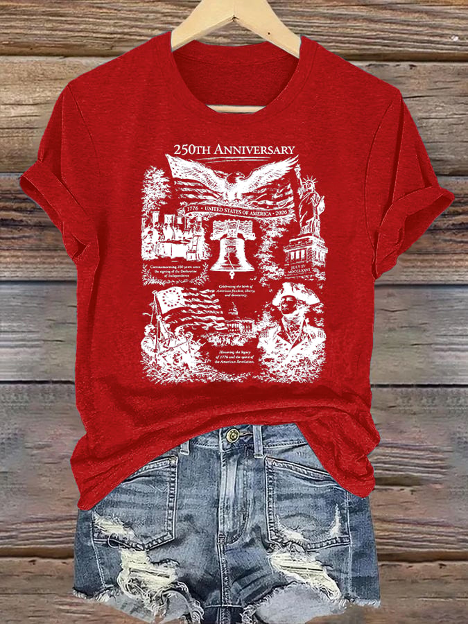 Women's  Retro USA 250th Anniversary Print T-Shirt