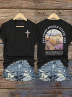 Women's  God Turns Broken Pieces Into Masterpieces Christian Tops Comfort Colors T-Shirt