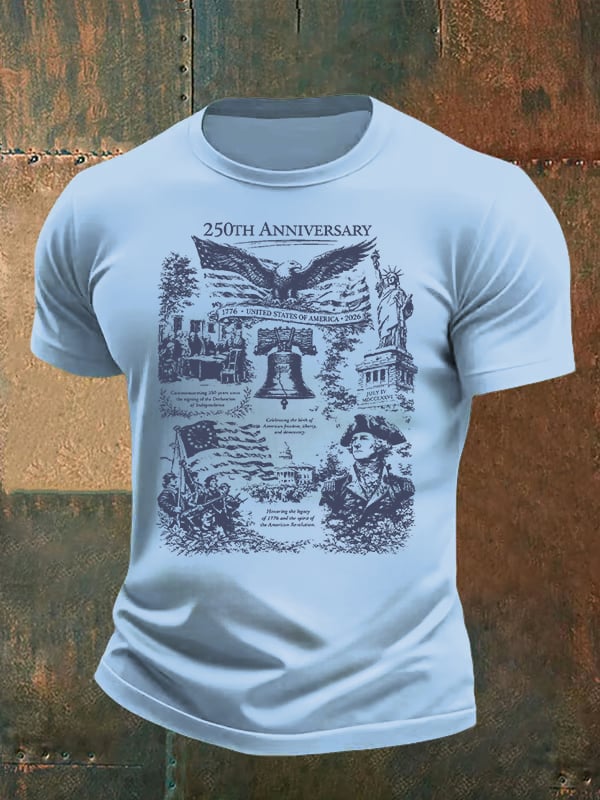 Men's  Retro USA 250th Anniversary Print T-Shirt