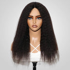 QVR V Part Kinky Straight Protective Style Wigs No Lace No Gel Glueless Kinky Human Hair Wigs For Women