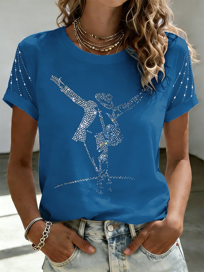 Women's Superstar Art Print Round Neck T-shirt