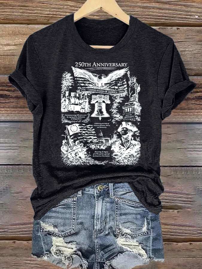Women's  Retro USA 250th Anniversary Print T-Shirt