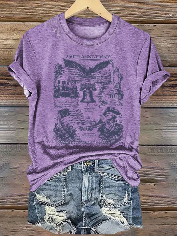 Women's  Retro USA 250th Anniversary Print T-Shirt