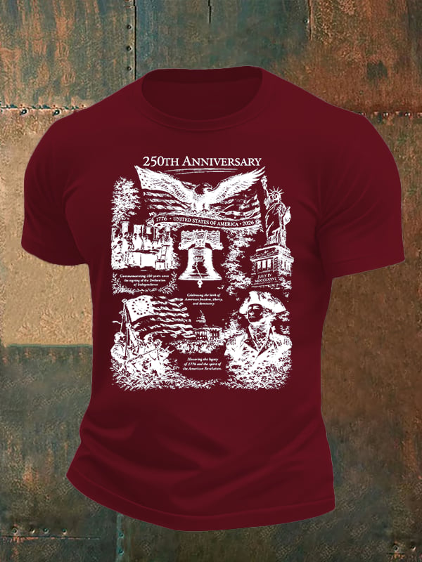 Men's  Retro USA 250th Anniversary Print T-Shirt