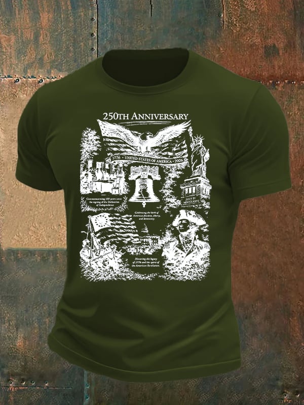 Men's  Retro USA 250th Anniversary Print T-Shirt