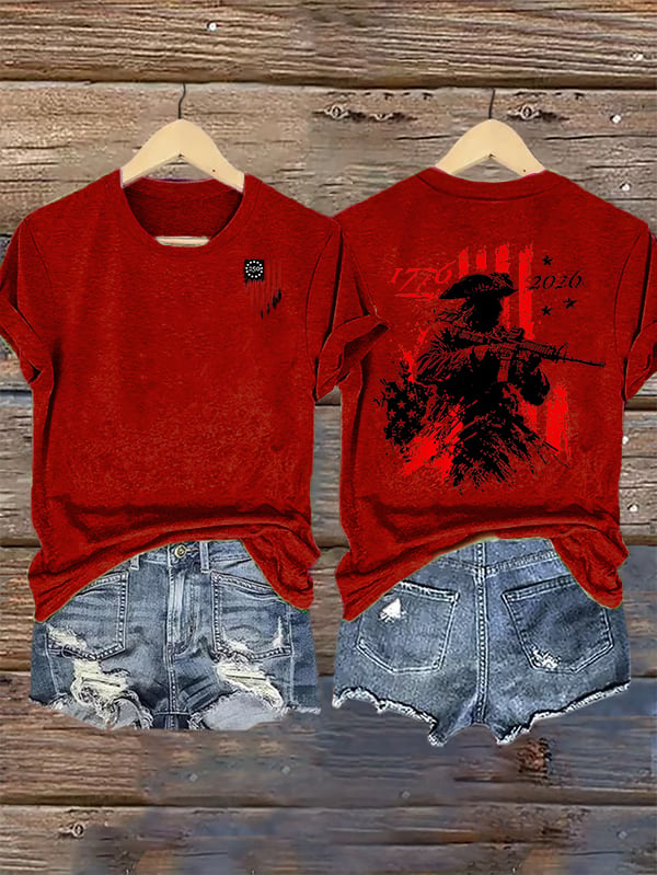 Women's  250th Anniversary Distressed American Flag 2-sided Shirt