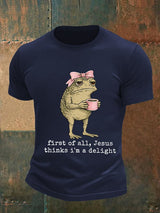 Men's First Of All Jesus Thinks I'm A Delight Shirt, Funny Christian Frog T-Shirt