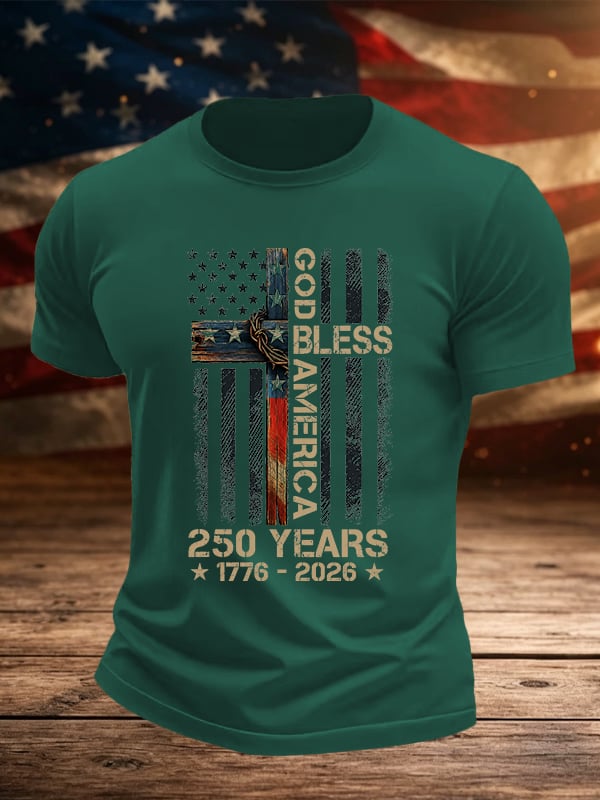 Men's GOD BLESS AMERICA Printed T-Shirt
