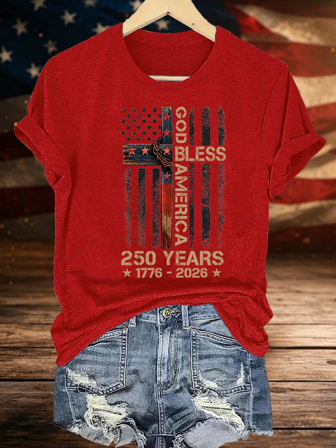 Women's GOD BLESS AMERICA Printed T-Shirt