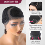 QVR Reddish Brown Water Wave C Lace Glueless Left Part Short Bob Wigs