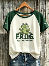 Women's Fully Rely On God Print Raglan Sleeve T-Shirt