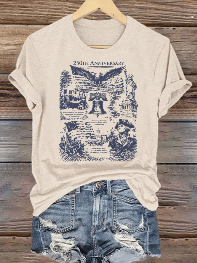 Women's  Retro USA 250th Anniversary Print T-Shirt