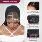 QVR Glueless Pre-cut 4x6 HD Lace Closure Human Hair Wigs Kinky Curly Piano Highlights Color Wear Go Wig