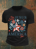 Men's She loves JESUS and AMERICA Printed T-Shirt