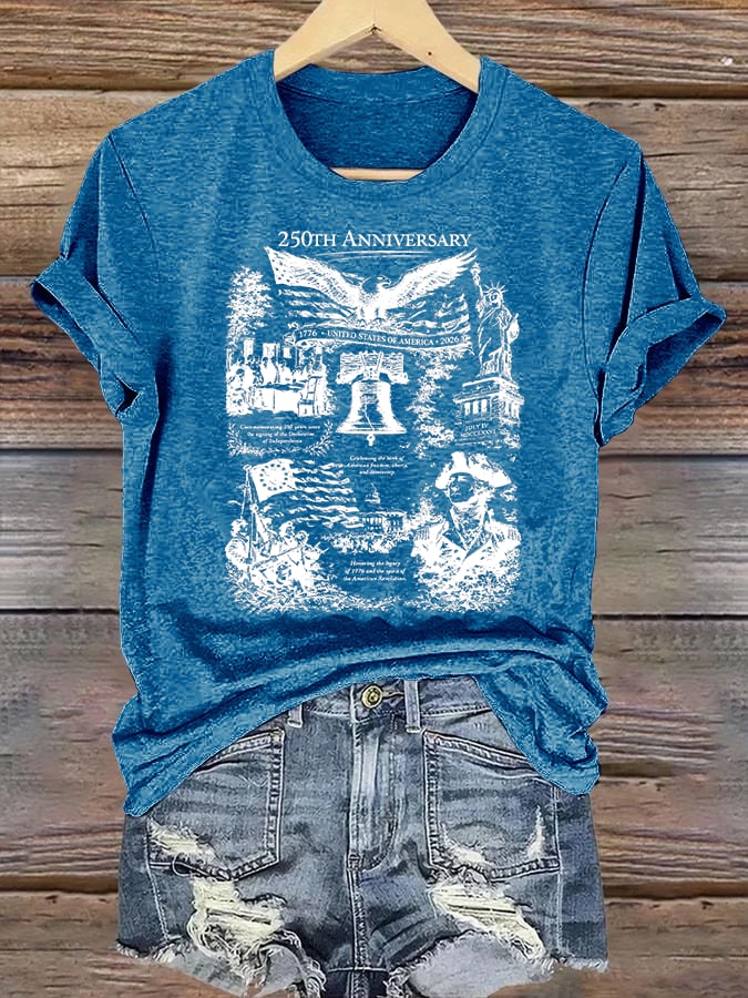 Women's  Retro USA 250th Anniversary Print T-Shirt
