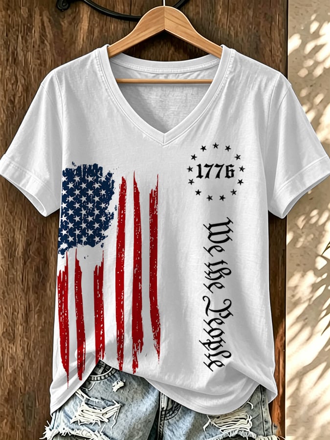 Women'S American Flag We The People T-Shirt
