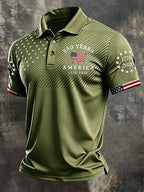 Men's Retro "Patriot" Color-Block Short-Sleeve Polo Shirt
