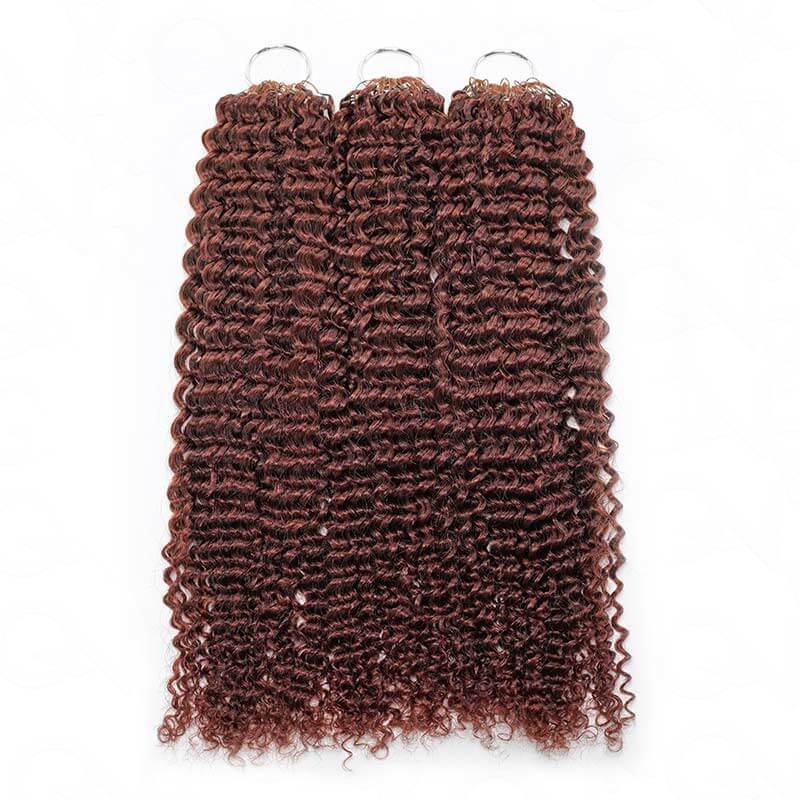 QVR Reddish Brown Crochet Weave Hair Extensions Machine Made #33B Feather Human Crochet Hair