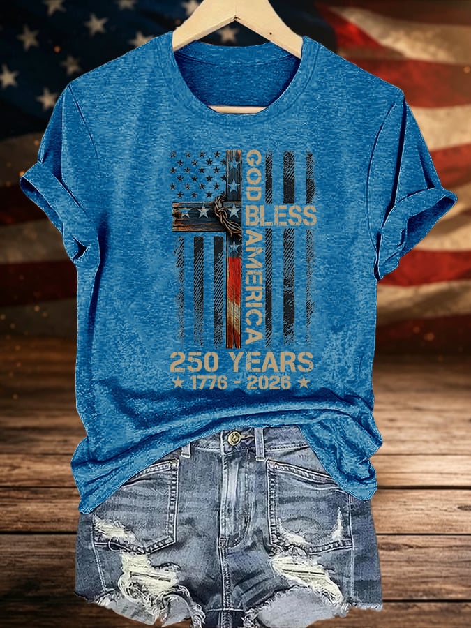 Women's GOD BLESS AMERICA Printed T-Shirt