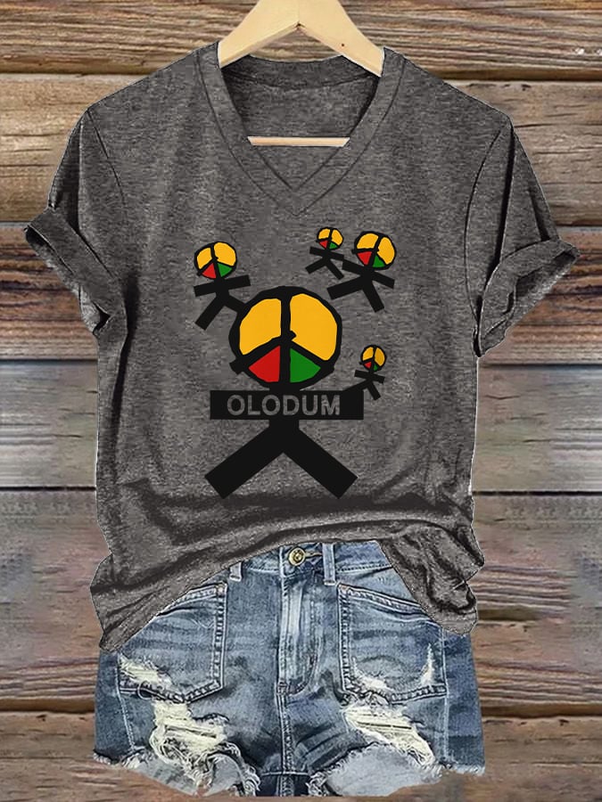 Women's Superstar Art Print V Neck T-shirt