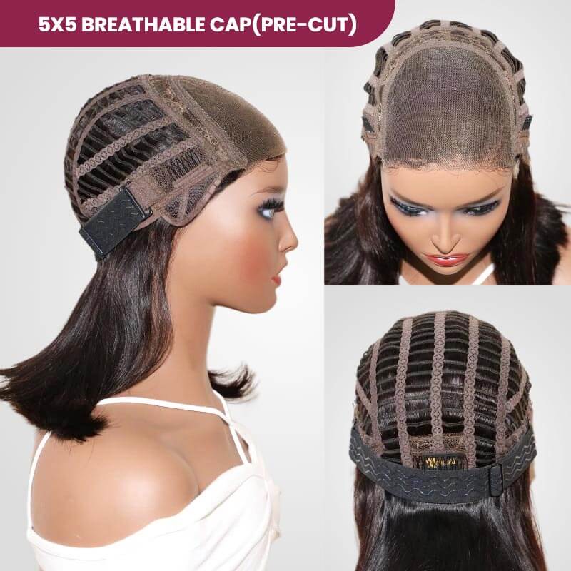 QVR 15A Unprocessed Mono Net Short Bob Glueless Wig Natural Parting and Virgin Human Hair Wigs