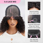 QVR Glueless Blonde Highlight Short Bob Wig Water Wave 5x5 Pre-cut Lace Closure Human Hair Wigs