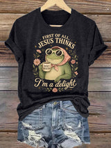 Women's  First Of All Jesus Thinks I'm A Delight Shirt, Funny Christian Frog T-Shirt