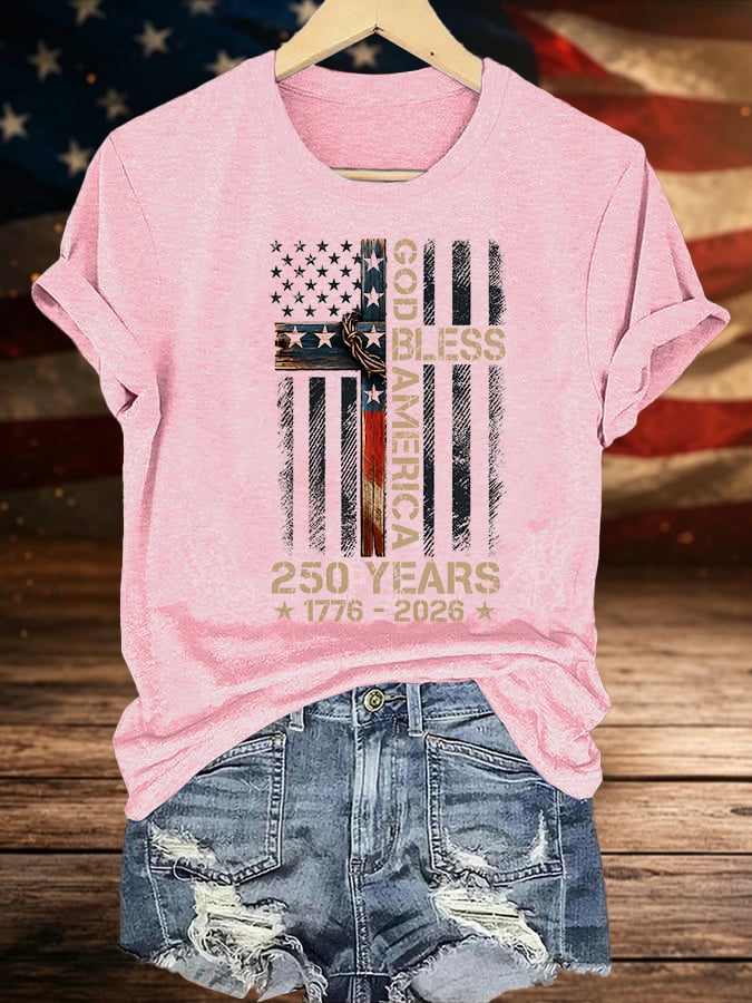 Women's GOD BLESS AMERICA Printed T-Shirt