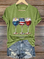 Women's 250th Anniversary Wine Glass Celebration Print T-shirt