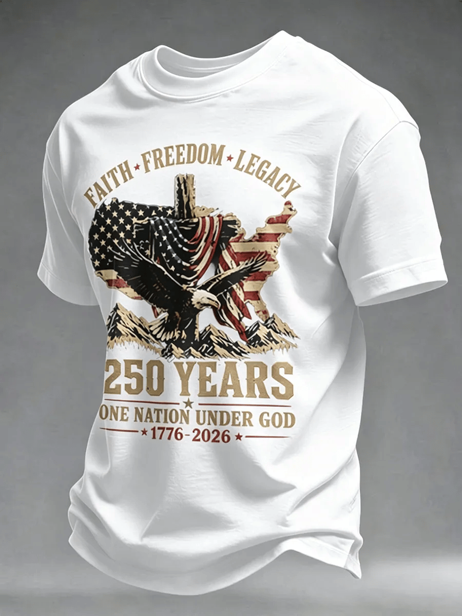 250Th Anniversary Commemorative Faith Printed Round Neck T-Shirt In The United States