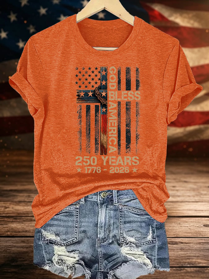 Women's GOD BLESS AMERICA Printed T-Shirt