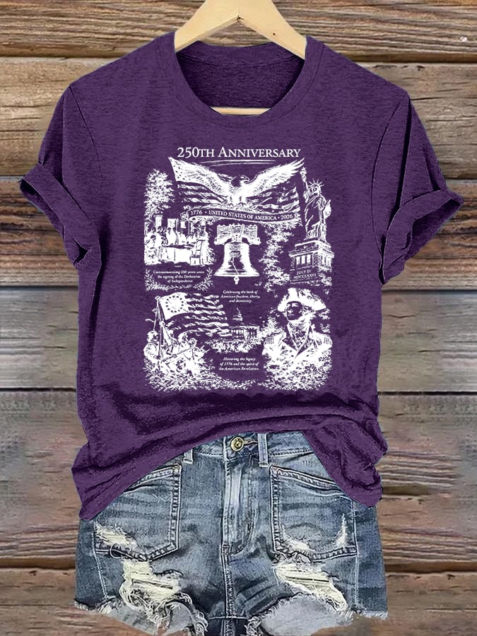 Women's  Retro USA 250th Anniversary Print T-Shirt
